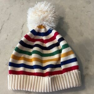Hanna Andersson striped pom pom beanie